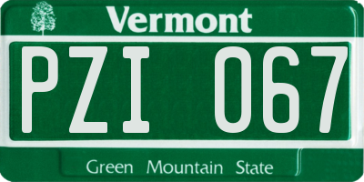 VT license plate PZI067
