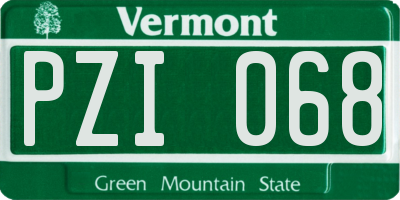 VT license plate PZI068