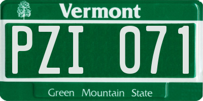 VT license plate PZI071