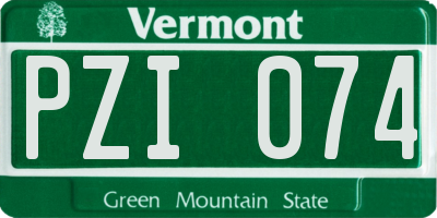 VT license plate PZI074