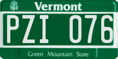 VT license plate PZI076