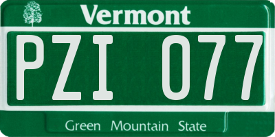 VT license plate PZI077