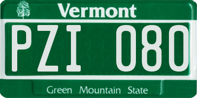 VT license plate PZI080