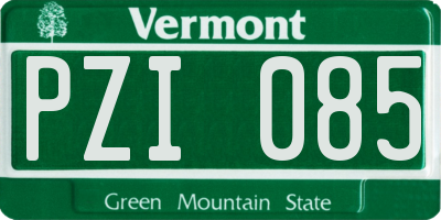 VT license plate PZI085
