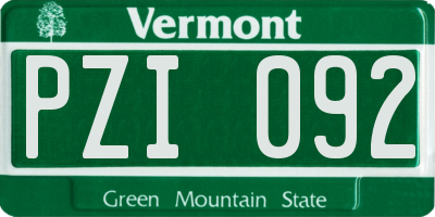 VT license plate PZI092