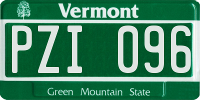 VT license plate PZI096