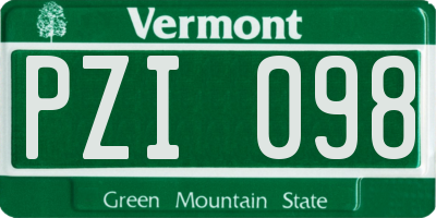VT license plate PZI098