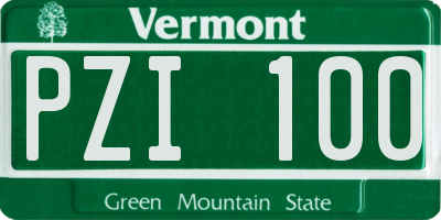 VT license plate PZI100