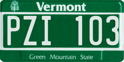 VT license plate PZI103
