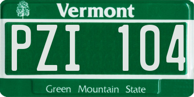 VT license plate PZI104