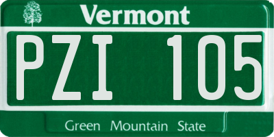 VT license plate PZI105