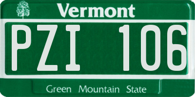 VT license plate PZI106