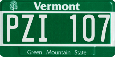 VT license plate PZI107