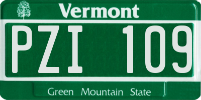 VT license plate PZI109