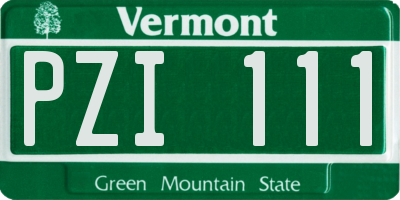 VT license plate PZI111