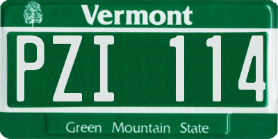 VT license plate PZI114