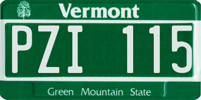 VT license plate PZI115