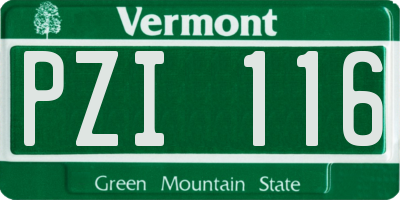 VT license plate PZI116