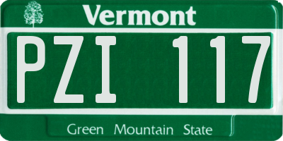 VT license plate PZI117