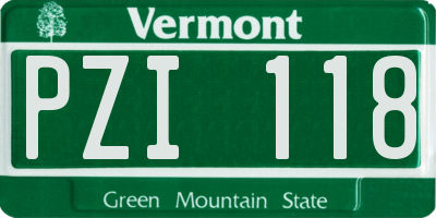 VT license plate PZI118