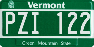 VT license plate PZI122