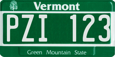 VT license plate PZI123