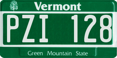 VT license plate PZI128