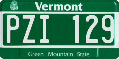 VT license plate PZI129