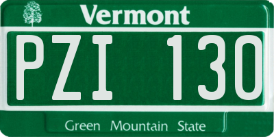 VT license plate PZI130