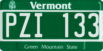VT license plate PZI133