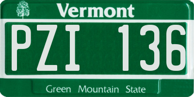 VT license plate PZI136
