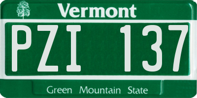 VT license plate PZI137