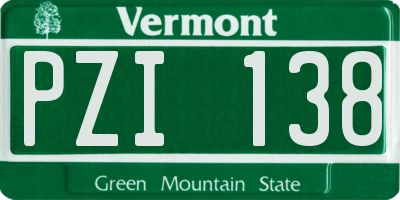 VT license plate PZI138