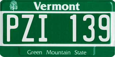 VT license plate PZI139