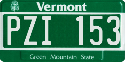 VT license plate PZI153