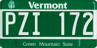 VT license plate PZI172