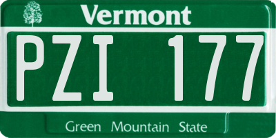 VT license plate PZI177