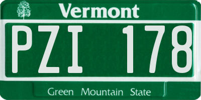 VT license plate PZI178