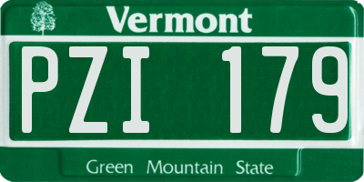 VT license plate PZI179