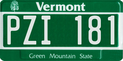VT license plate PZI181