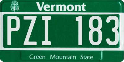 VT license plate PZI183