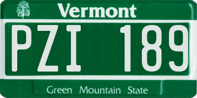 VT license plate PZI189