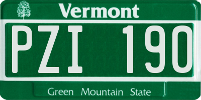 VT license plate PZI190