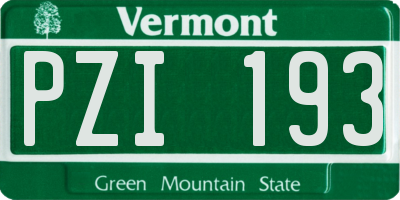 VT license plate PZI193