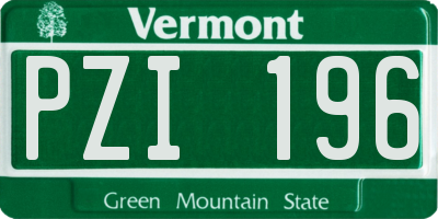 VT license plate PZI196