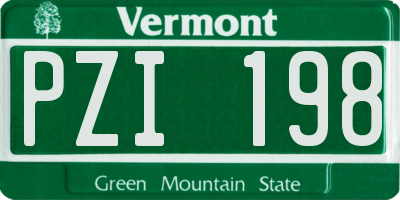 VT license plate PZI198