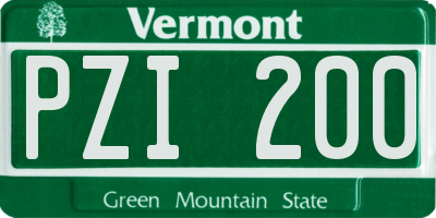 VT license plate PZI200