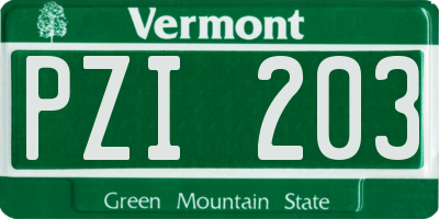 VT license plate PZI203