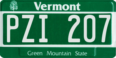 VT license plate PZI207