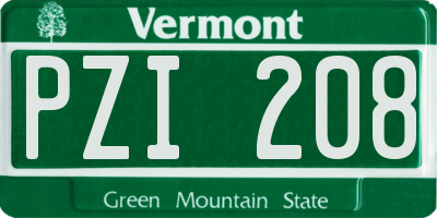 VT license plate PZI208